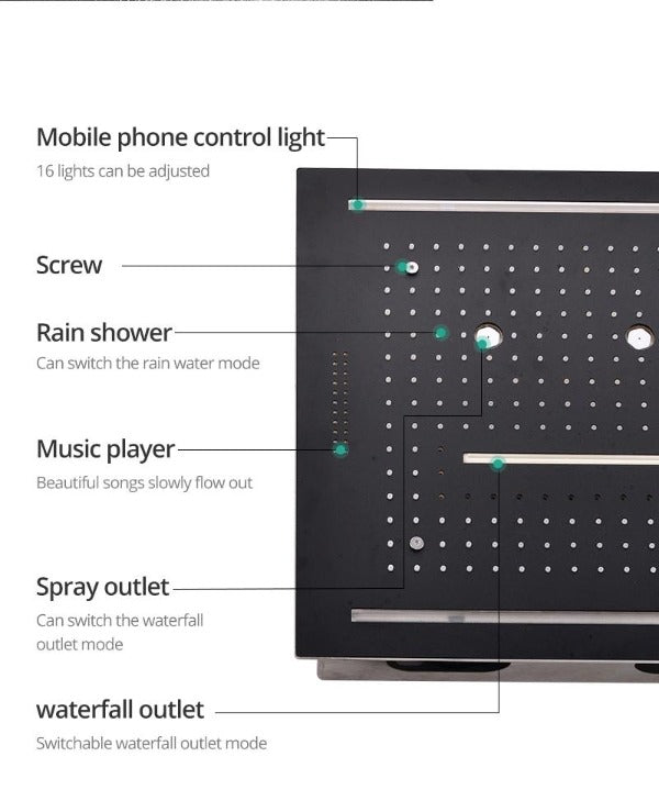 led black shower system with speaker bluetooth shower head shower head with handheld waterfall Shower Head led shower head with speaker best shower head oil rubbed bronze shower system bronze shower head set shower head speaker