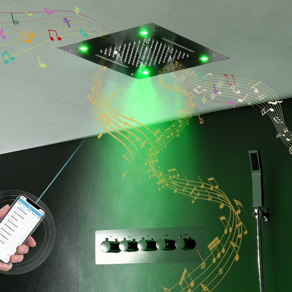 led black shower system with speaker bluetooth shower head shower head with handheld waterfall Shower Head led shower head with speaker best shower head oil rubbed bronze shower system bronze shower head set shower head speaker