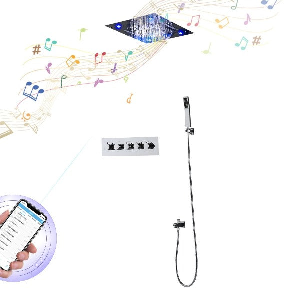 led black shower system with speaker bluetooth shower head shower head with handheld waterfall Shower Head led shower head with speaker best shower head oil rubbed bronze shower system bronze shower head set shower head speaker
