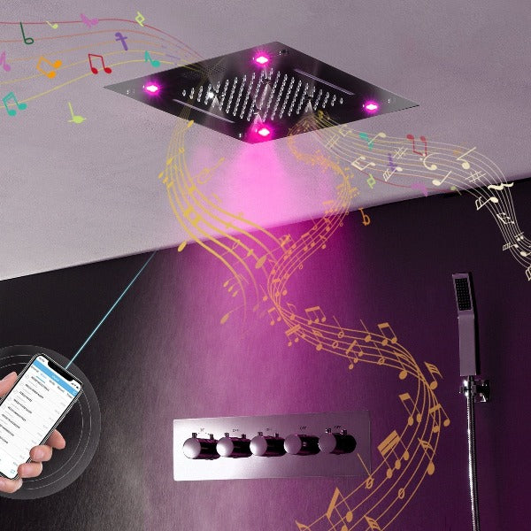 led black shower system with speaker bluetooth shower head shower head with handheld waterfall Shower Head led shower head with speaker best shower head oil rubbed bronze shower system bronze shower head set shower head speaker