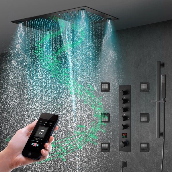 16"x28" Matera Digital Rainfall Bluetooth LED Shower System By Cascada Showers - Cascada Showers