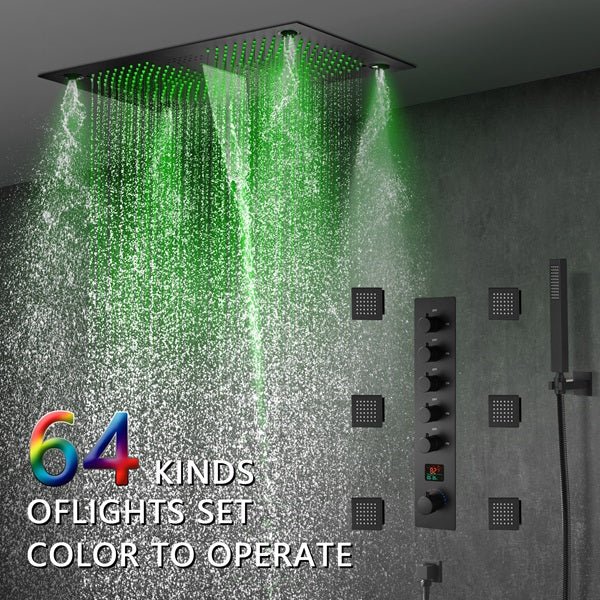 16"x28" Matera Digital Rainfall Bluetooth LED Shower System By Cascada Showers - Cascada Showers