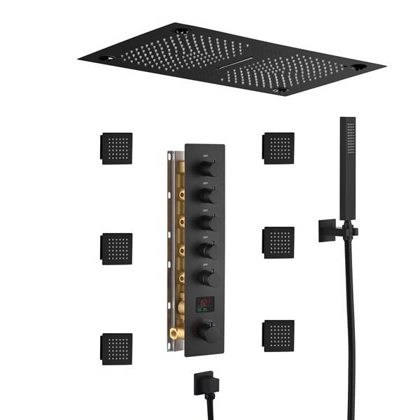 16"x28" Matera Digital Rainfall Bluetooth LED Shower System By Cascada Showers - Cascada Showers