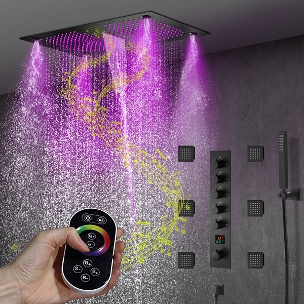 16"x28" Matera Digital Rainfall Bluetooth LED Shower System By Cascada Showers - Cascada Showers