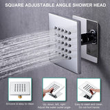 Cascada 16”x28” Music LED shower system with built-in Bluetooth Speakers, 5 functions (Rain, Waterfall, Mist Outlet, Body Jet & HandShower) & Remote Control 64 Color Lights (Polished Gold) cascada system LED bluetooth shower head speaker hot cold music rain rainfall musical lights showerhead body spray jet waterfall misty ceiling mounted handheld high pressure multicolor holder thermostatic chrome oil rubbed bronze mixer remote control