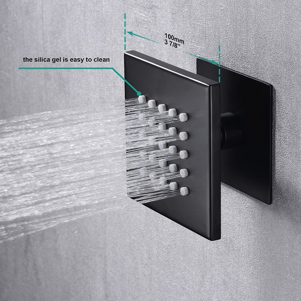 Cascada Luxury 16βx28β Music LED shower system with built-in Bluetooth Speakers, 5 functions (Rain, Waterfall, Mist Outlet, Body Jet & Hand Shower) & Remote Control 64 Color Lights cascada system LED bluetooth shower head speaker hot cold music rain rainfall musical lights showerhead body spray jet waterfall misty ceiling mounted handheld high pressure multicolor holder thermostatic chrome oil rubbed bronze mixer remote control