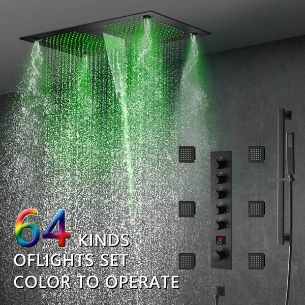16"x28" Sorrento Digital Rainfall Bluetooth LED Shower System By Cascada Showers - Cascada Showers