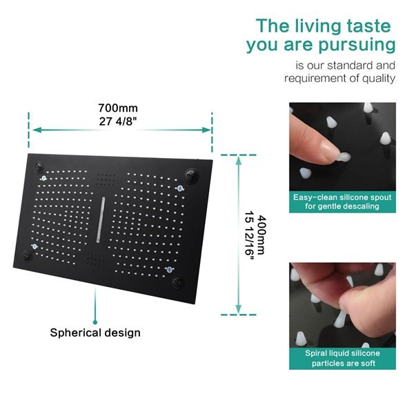 16"x28" Sorrento Digital Rainfall Bluetooth LED Shower System By Cascada Showers - Cascada Showers