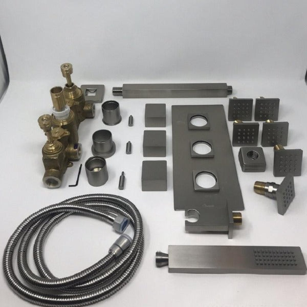 16"x31" Luxury Ceiling Mount LED Rainfall Thermostatic Shower System - Cascada Showers