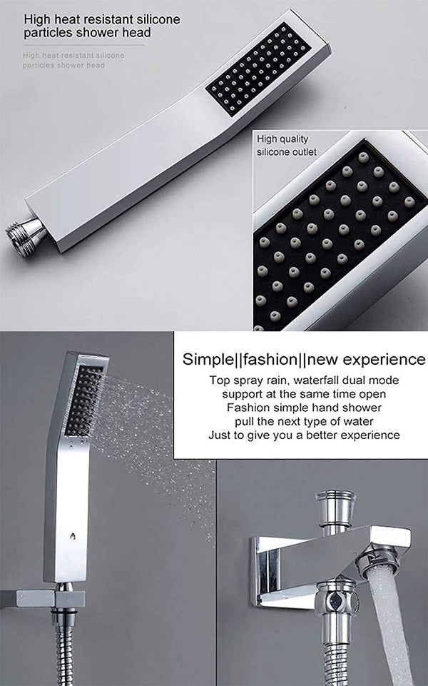 17"x28" Luxurious recessed waterfall & rainfall LED shower system – 6 mode - Cascada Showers