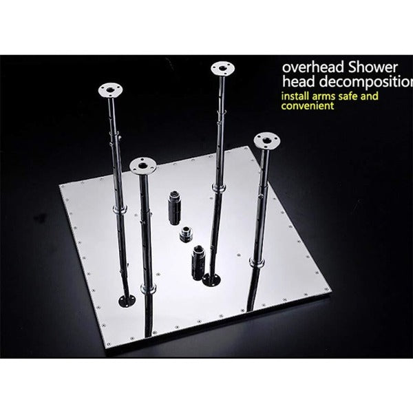 Cascada Luxury 20" Square Ceiling Mounted Thermostatic Shower System, 4 Rainfall Function With SPA Misty, Rainfall, Hand shower, Side Spray Mode shower head, thermostatic shower, rain shower, rain shower faucet, shower head sets for bathroom