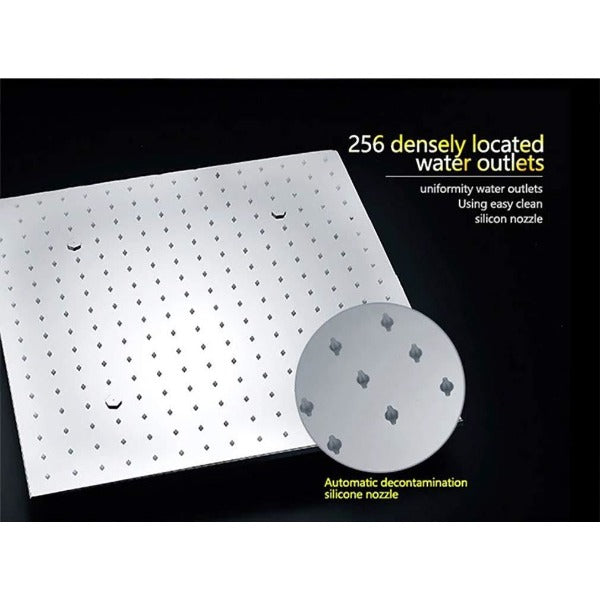 Cascada Luxury 20" Square Ceiling Mounted Thermostatic Shower System, 4 Rainfall Function With SPA Misty, Rainfall, Hand shower, Side Spray Mode shower head, thermostatic shower, rain shower, rain shower faucet, shower head sets for bathroom