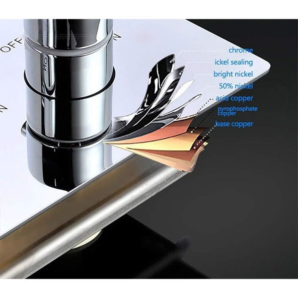 Cascada Luxury 20" Square Ceiling Mounted Thermostatic Shower System, 4 Rainfall Function With SPA Misty, Rainfall, Hand shower, Side Spray Mode shower head, thermostatic shower, rain shower, rain shower faucet, shower head sets for bathroom