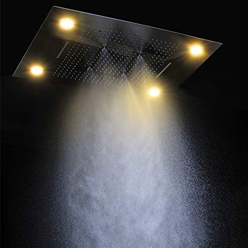 shower head with handheld rain Curtain LED multicolor built in Bluetooth speaker shower heads hand held system holder rainfall waterfall SPA mist matte black gold kit chrome oil rubbed bronze 6 knob valve mixer ceiling mount remote control app system