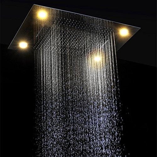 shower head with handheld rain Curtain LED multicolor built in Bluetooth speaker shower heads hand held system holder rainfall waterfall SPA mist matte black gold kit chrome oil rubbed bronze 6 knob valve mixer ceiling mount remote control app system