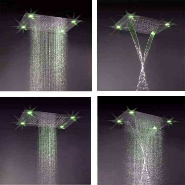 showerhead system rain head shower handheld set complete led bathroom waterfall heads light rainfall Thermostatic 6 knob Shower Set for lights bathroom set
