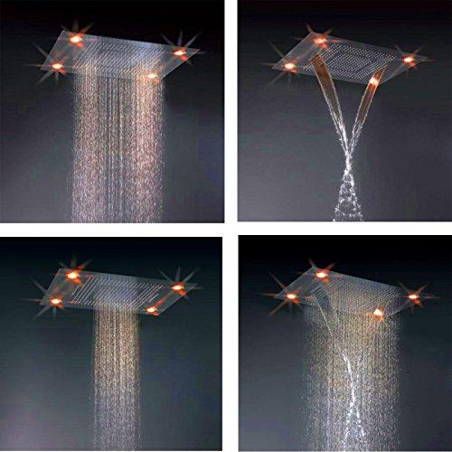 showerhead system rain head shower handheld set complete led bathroom waterfall heads light rainfall Thermostatic 6 knob Shower Set for lights bathroom set