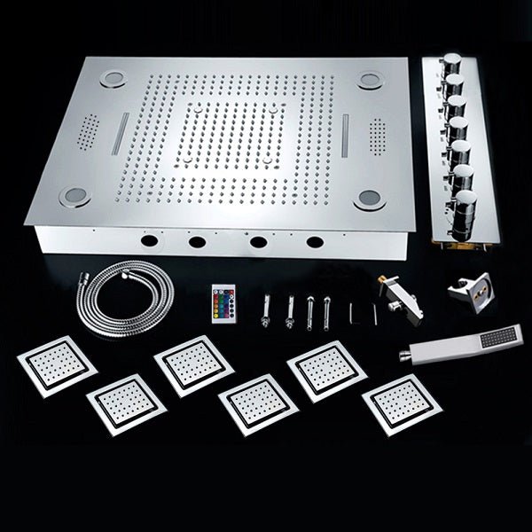 23"x31" Luxurious Classic Design recessed LED shower system built in Bluetooth speakers - Cascada Showers
