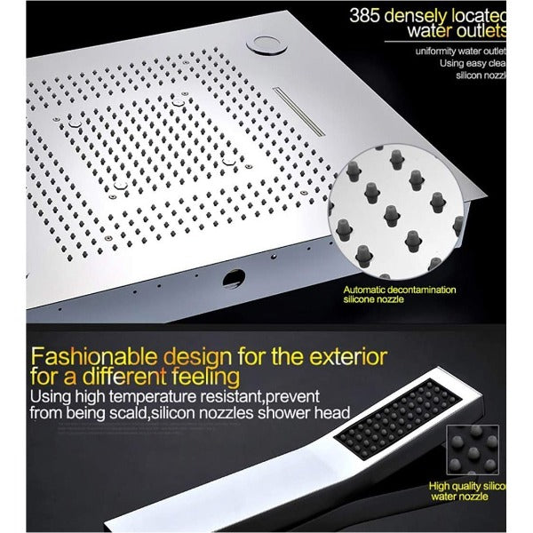 showerhead system rain head shower handheld set complete led bathroom waterfall heads light rainfall Thermostatic 6 knob Shower Set for lights bathroom set