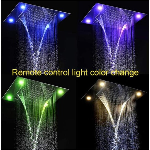 showerhead system rain head shower handheld set complete led bathroom waterfall heads light rainfall Thermostatic 6 knob Shower Set for lights bathroom set