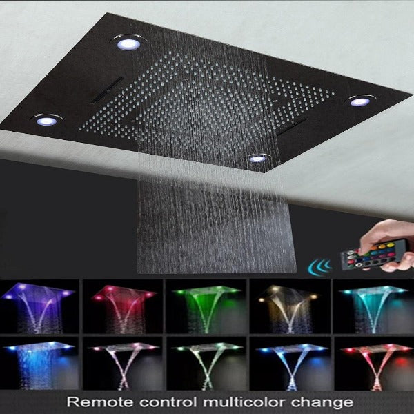 showerhead system rain head shower handheld set complete led bathroom waterfall heads light rainfall Thermostatic 6 knob Shower Set for lights bathroom set