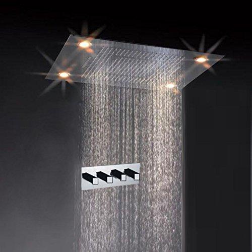 23"x31" Luxurious Waterfall LED Rain Shower Set Stainless Steel Polish - Cascada Showers