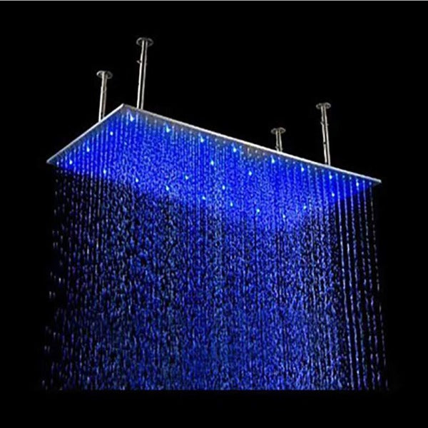 24x48 Ceiling Mount Rainfall LED Shower Head with Arm – Cascada Showers