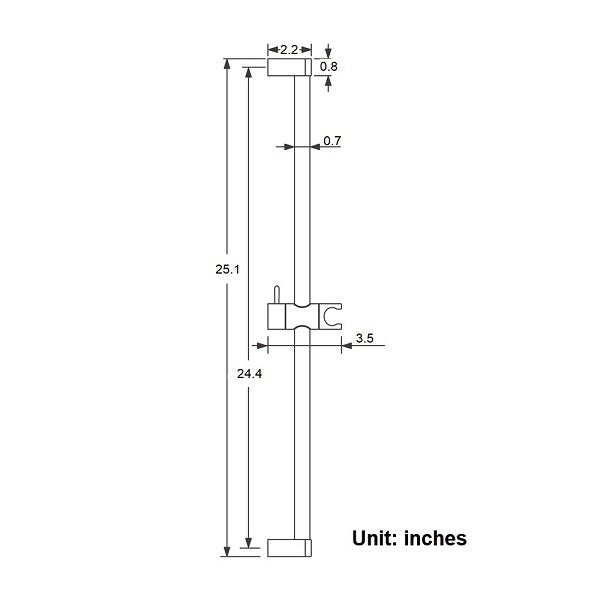 25" Shower Sliding Bar with Adjustable Hand Shower Holder - Round Shape - Cascada Showers