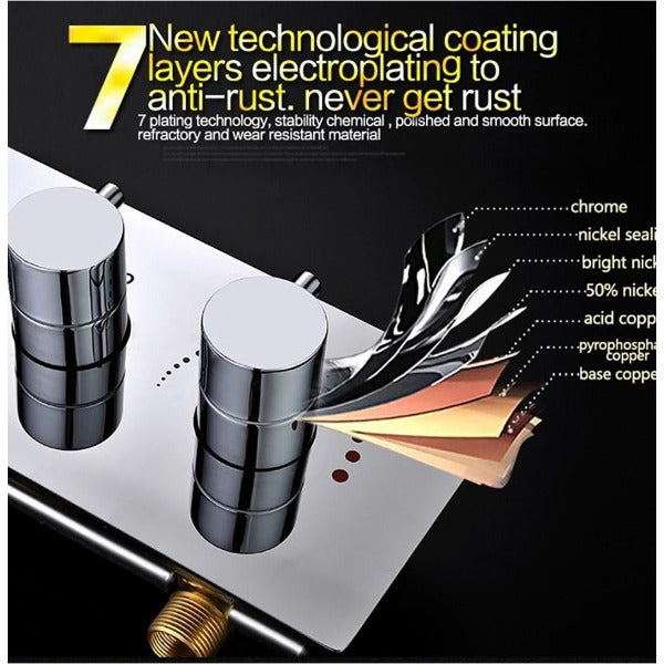 6-Knob Thermostatic Valve + Hand Held + Elbow + Holder & Hose