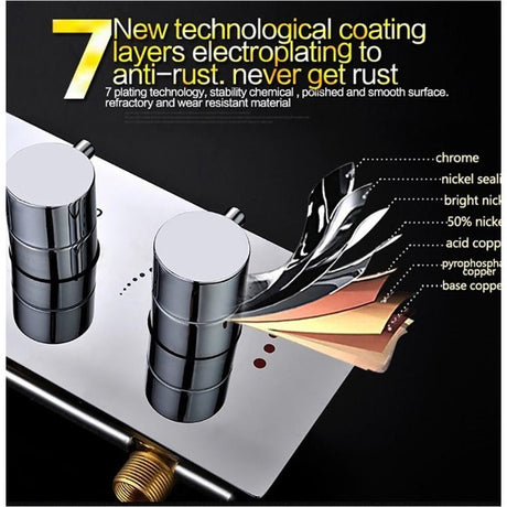 6-Knob Thermostatic Valve + Hand Held + Elbow + Holder & Hose