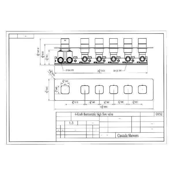 6-Knob Thermostatic Valve + Hand Held + Elbow + Holder & Hose