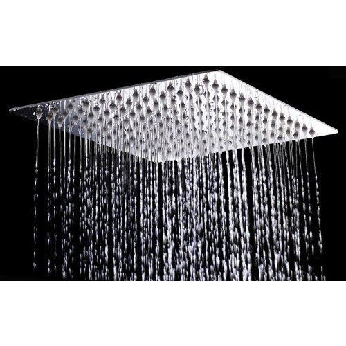 8" Square Ceiling Mount Rainfall LED Shower Head, include Shower Arm - Cascada Showers showerhead system rain head shower handheld set complete led bathroom waterfall heads light rainfall