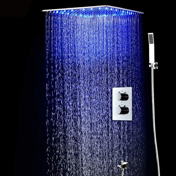 20" Ceiling Mounted Thermostatic Shower System LED Rainfall - Cascada Showers