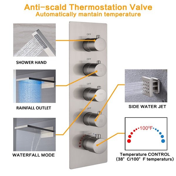 9"x22” Capri Music LED shower system - Cascada Showers