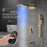 Cascada Luxury 22” Music LED shower system (Wall Mounted) with Single Valve & LCD Display, 3 function (Rain, Waterfall & Hand Shower) & Remote Control 64 Color Lights (Matt Black) cascada system LED bluetooth shower head with handheld speaker hot cold music rain rainfall musical light showerhead body spray jet waterfall lifting rod wall mounted high pressure thermostatic mixer black matte chrome oilrubbed bronze remote control