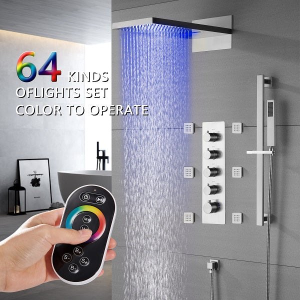 9"x22” Music LED shower system with built-in Bluetooth Speaker - Cascada Showers