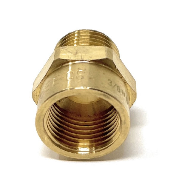 G Thread (Metric BSPP) Female to NPT Male Adapter - Lead Free (3/8" x 3/8") - Cascada Showers brass adapter fittings an fitting g thread metric bspt female to npt male pipe lead-free 3/8 inch 3/8" taper threads g1 water 1 piece brass adapter fitting water line adapter pipe fitting high quality solid structure durable G thread connector to NPT