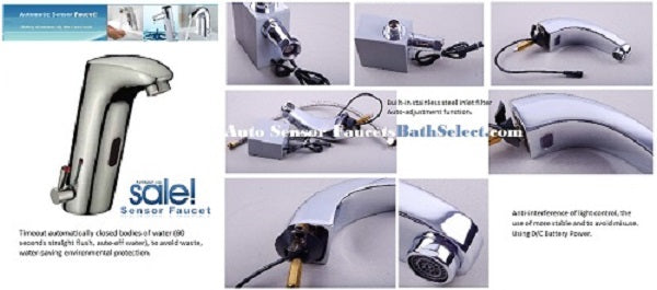 Cascada Touch Free Automatic Sensor Sink Faucet with Temperature Control Handle (Hot & Cold), Chrome touchless faucet bathroom sensor adapter restroom automatic sink hands free chrome vanity faucets touch brass material water contemporary design hot cold mixing valve plated sensors faucet heavy duty automatically turned on-off low power consumptions