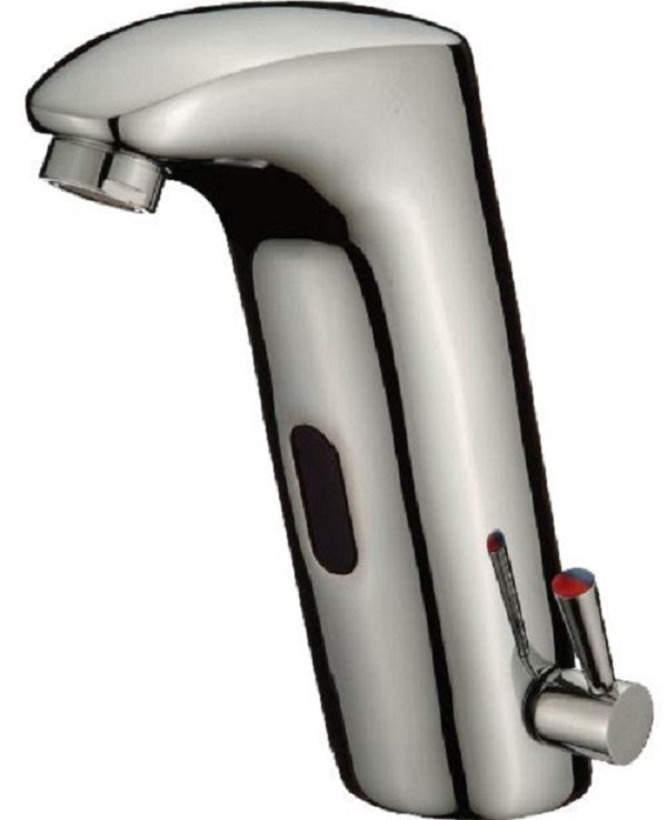 Cascada Touch Free Automatic Sensor Sink Faucet with Temperature Control Handle (Hot & Cold), Chrome touchless faucet bathroom sensor adapter restroom automatic sink hands free chrome vanity faucets touch brass material water contemporary design hot cold mixing valve plated sensors faucet heavy duty automatically turned on-off low power consumptions