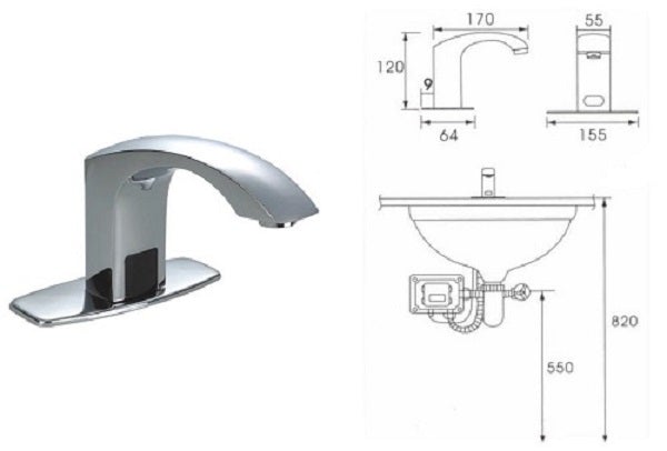 Automatic Hands Free Contemporary Sensor Faucet (Hot & Cold) - Cascada Showers