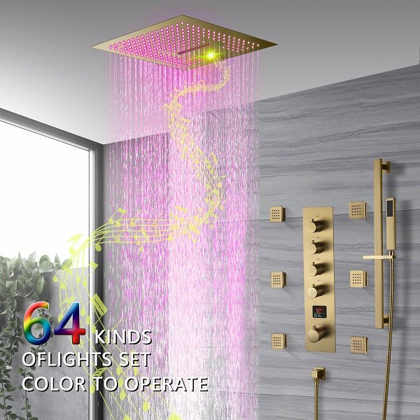 Cascada 16" Turin Digital Rainfall LED music Shower System - Cascada Showers