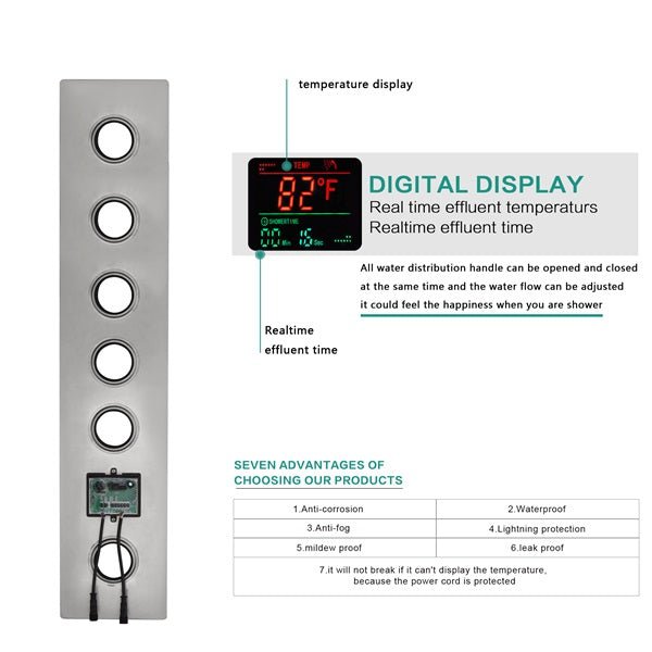 Cascada 16"x28" Matera Digital Rainfall Bluetooth LED Shower System - Cascada Showers