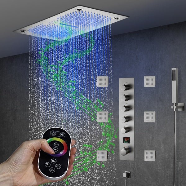 Cascada 16"x28" Matera Digital Rainfall Bluetooth LED Shower System - Cascada Showers