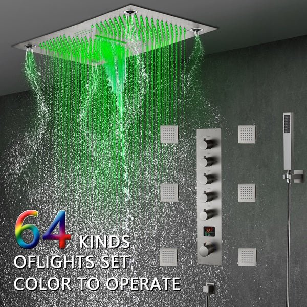 Cascada 16"x28" Matera Digital Rainfall Bluetooth LED Shower System - Cascada Showers