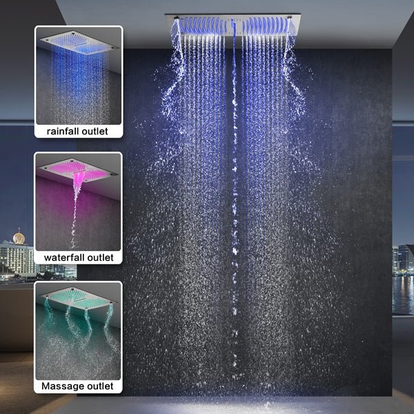 Cascada 16"x28" Matera Digital Rainfall Bluetooth LED Shower System - Cascada Showers