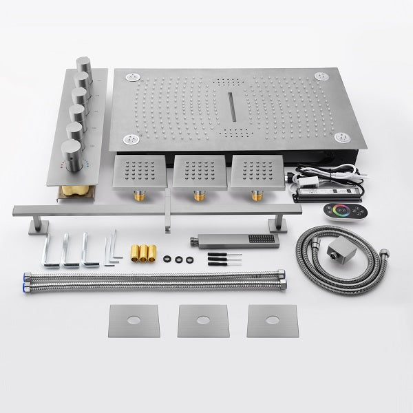 Cascada 16”x28” Music LED shower system with built-in Bluetooth Speakers, - Cascada Showers