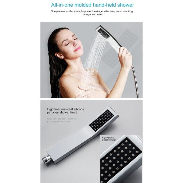 showerhead system rain head shower handheld set complete led bathroom waterfall heads light rainfall Thermostatic 6 Massage Jets Spray Body Shower Set for lights bathroom set Antique Brushed Brass Finish color change wall complete shower set bathroom