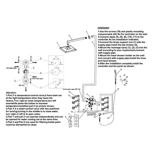 showerhead system rain head shower handheld set complete led bathroom waterfall heads light rainfall Thermostatic 6 Massage Jets Spray Body Shower Set for lights bathroom set Antique Brushed Brass Finish color change wall complete shower set bathroom