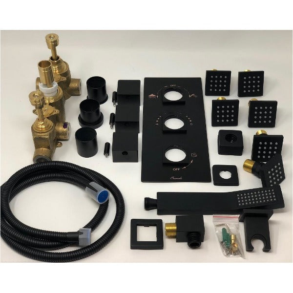 showerhead system rain head shower handheld set complete led bathroom waterfall heads light rainfall Thermostatic 6 Massage Jets Spray Body Shower Set for lights bathroom set Antique Brushed Brass Finish color change wall complete shower set bathroom