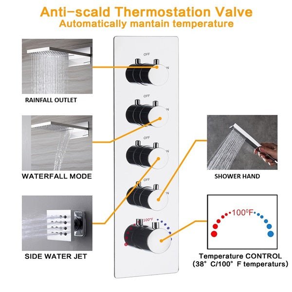 Cascada Capri 9"x22” Music LED Shower System: The Smart Way to Shower - Cascada Showers